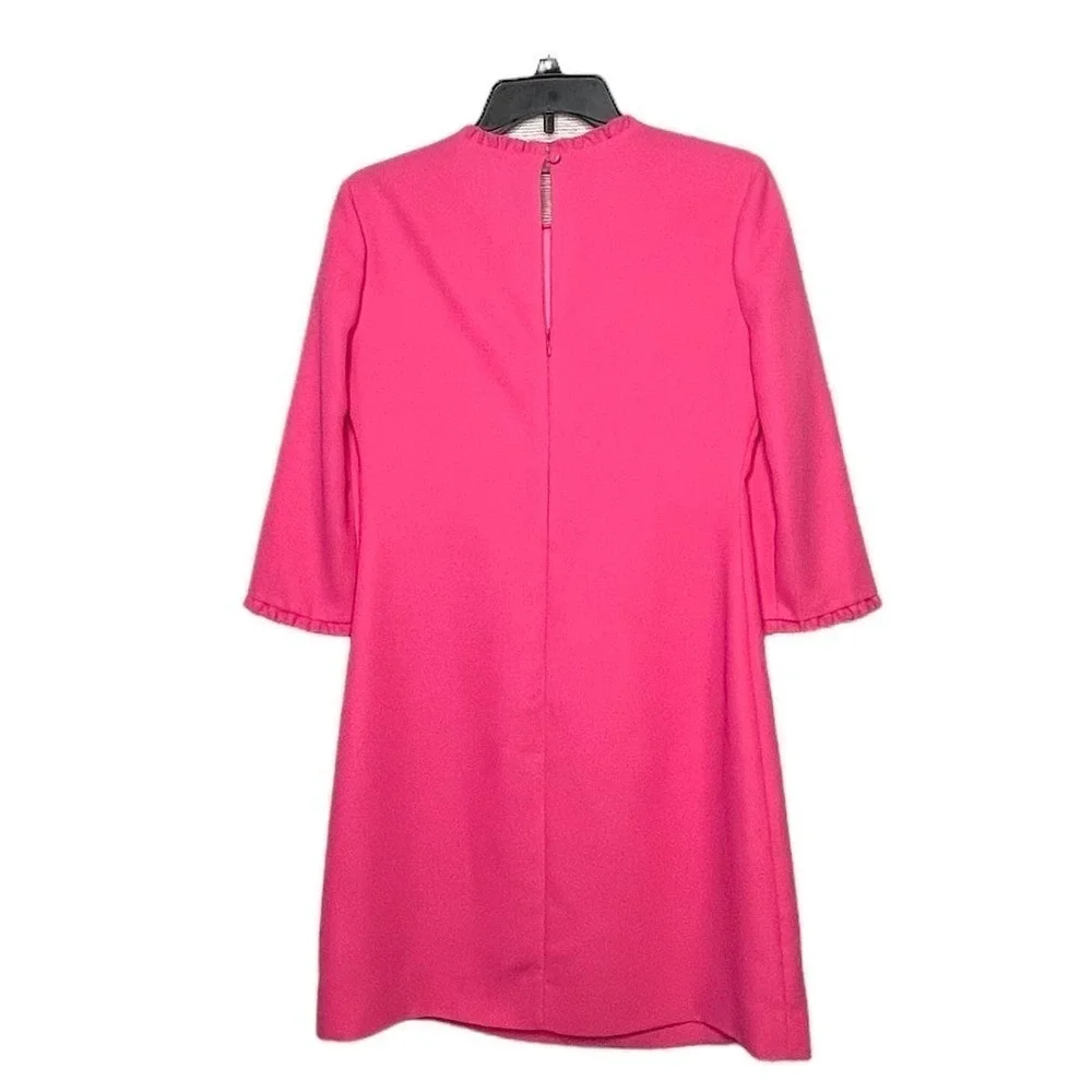 Kate Spade Dizzy Pink Ruffle Trim Flare Crepe Short Dress Size 4